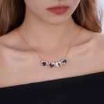 Collier Personnalisé avec 4 Photos Pendentif en Forme de Cœur et Trèfle à Quatre Feuilles Bijoux en Zircon Cadeau Anniversaire pour Femme Famille