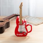 Tasse en céramique en forme de guitare personnalisée avec nom et couvercle Cadeau d'anniversaire pour joueur de guitare