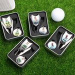 Personalised Cartoon Character Name Magnetic Divot Repair Tool Ball Marker Hat Clip Set with Case Birthday Golf Accessory Gift for Golf Players