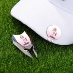 Personalised Cartoon Character Name Magnetic Divot Repair Tool Ball Marker Hat Clip Set with Case Birthday Golf Accessory Gift for Golf Players