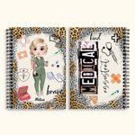 Personalisierte Leopard Cartoon Krankenschwester Arzt Spirale A5 Notebook mit 120 linierten Seiten und Name Geburtstag Anerkennung Geschenk für medizi