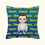 Personalised Cartoon Boy Dinosaur Font Gradient Throw Pillow Cover with Name Home Decor Christmas Birthday Gift for Kids Boys