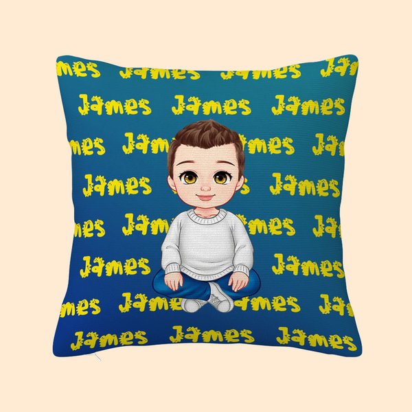 Personalised Cartoon Boy Dinosaur Font Gradient Throw Pillow Cover with Name Home Decor Christmas Birthday Gift for Kids Boys