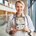 Personalisierte Leopard Cartoon Krankenschwester Arzt Spirale A5 Notebook mit 120 linierten Seiten und Name Geburtstag Anerkennung Geschenk für medizi