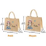Sac en Toile de Jute Personnalisé avec Nom et Personnage Fleur de Naissance Cadeau Noël Anniversaire pour Femme Fille