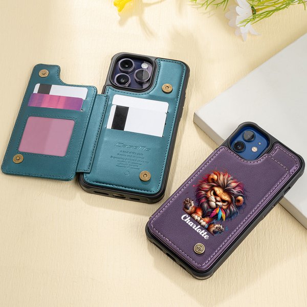 Etui de téléphone à rabat avec porte-cartes et blocage RFID Cadeau d'anniversaire personnalisé pour la famille, les amis, l'ours, le chien et les animaux grincheux