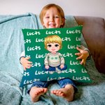 Personalised Cartoon Boy Dinosaur Font Gradient Throw Pillow Cover with Name Home Decor Christmas Birthday Gift for Kids Boys
