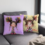 Custom Quirky Girl Pillow Cover with Name – Gift for Girls & Women