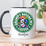 Personalised Grumpy Before Coffee Cartoon Animal 11oz Mug with Name Birthday Gift for Family Friends