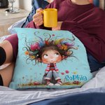 Custom Quirky Girl Pillow Cover with Name – Gift for Girls & Women