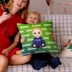 Personalised Cartoon Boy Dinosaur Font Gradient Throw Pillow Cover with Name Home Decor Christmas Birthday Gift for Kids Boys