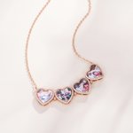 Collier Personnalisé avec 4 Photos Pendentif en Forme de Cœur et Trèfle à Quatre Feuilles Bijoux en Zircon Cadeau Anniversaire pour Femme Famille
