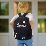 Personalised Braided Flower Rainbow Name Corduroy Kid Toddler Backpack for Preschool Kindergarten Birthday Back to School Gift for Boys Girls