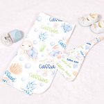 Personlig søt tegneserie skilpadde babyteppe Swaddle med navn Baby shower mottaksgave til nyfødt