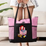 Personalized Multicolor Cartoon Knitted Girl Tote Bag with Name Birthday Gift for Crochet Sewing Lovers