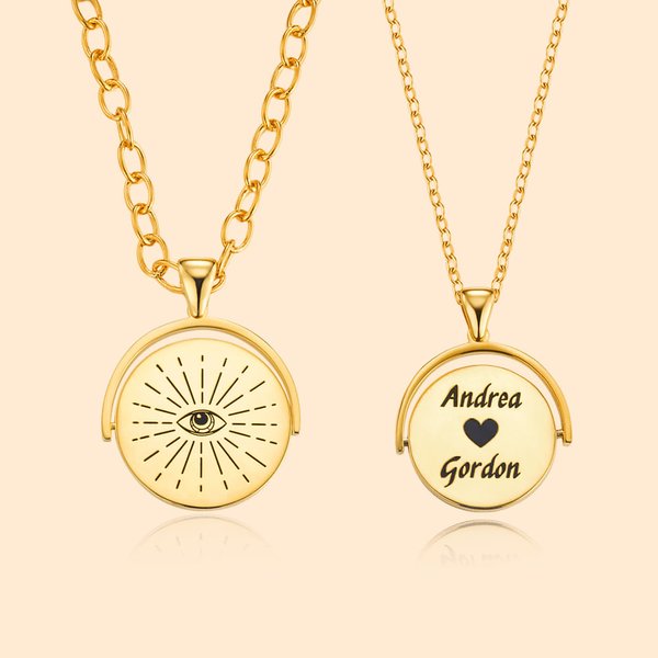 Personalizado Evil Eye Corazón Infinito Fidget Collar con nombre grabado Dainty Spinner Ansiedad Joyería Regalo de cumpleaños para las mujeres amantes de la meditación