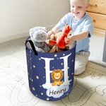 Personalized Fantasy Unicorn Bear Animal Waterproof Initial Laundry Storage Basket with Name Handle Nursery Decor Baby Shower Birthday Gift for Kids