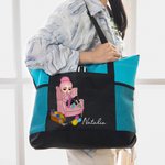 Personalized Multicolor Cartoon Knitted Girl Tote Bag with Name Birthday Gift for Crochet Sewing Lovers