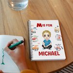 Personalisierte Cartoon-Charakter Bibel Affirmation A5 Spirale Notebook mit anfänglichen Namen und 120 linierten Seiten Geburtstag inspirierende Geschenk für Jungen Mädchen