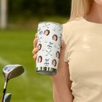 Personalisierte Best Dad von Par Golf Thema Gesicht Foto 20oz isoliert Becher mit Deckel und Strohhalm Geburtstag Sport Geschenk für Familie Golfspiel