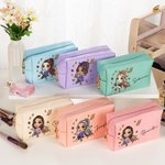 Personalisierte niedliche Cartoon Football Girl Leder Makeup Tasche mit Namen Portable Travel Essentials Geburtstag Geschenk für Frauen