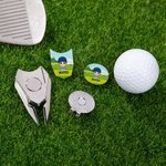 Gepersonaliseerde Cartoon Karakter Naam Magnetische Divot Repair Tool Ball Marker Set Hoed Clip met geval Golf accessoire Verjaardagscadeau voor golfl