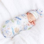 Personlig søt tegneserie skilpadde babyteppe Swaddle med navn Baby shower mottaksgave til nyfødt