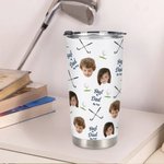 Personalisierte Best Dad von Par Golf Thema Gesicht Foto 20oz isoliert Becher mit Deckel und Strohhalm Geburtstag Sport Geschenk für Familie Golfspiel