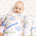 Personlig søt tegneserie skilpadde babyteppe Swaddle med navn Baby shower mottaksgave til nyfødt
