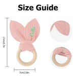 Personlig babysäker söt kanin virkad babyskallra sensorisk leksak med namn Baby Shower Present för nyfödd