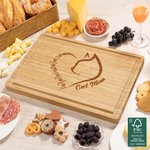 Henkilökohtainen kaiverrettu Cat Mom Paw FSC Bamboo Charcuterie leikkuulaudan kanssa 1 - 8 nimet ja mehu Groove syntymäpäivä Home Decor lahja äiti isoäiti