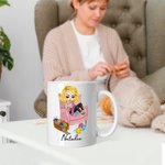 Mug personnalisé multicolore en tricot avec nom Cadeau d'anniversaire pour les amoureux du crochet et de la couture