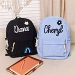 Personalised Braided Flower Rainbow Name Corduroy Kid Toddler Backpack for Preschool Kindergarten Birthday Back to School Gift for Boys Girls