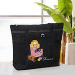 Personalized Multicolor Cartoon Knitted Girl Tote Bag with Name Birthday Gift for Crochet Sewing Lovers