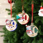 Personalised Cute Snowman Letter Double Layer Wooden Christmas Ball Ornament with Name Holiday Tree Decor Christmas Gift for Family Kids
