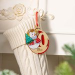 Personalised Cute Snowman Letter Double Layer Wooden Christmas Ball Ornament with Name Holiday Tree Decor Christmas Gift for Family Kids