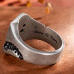 Personalized Handmade Blue Sapphire Signet Ring with Engraved Name Father's Day Birthday Gift for Father Men