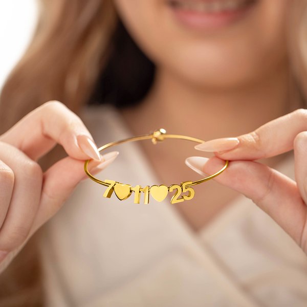 Número Personalizado Corazón Encanto Fecha Pulsera Minimalista Joyería Aniversario Cumpleaños Regalo de Novia para Mujeres