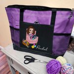 Personalized Multicolor Cartoon Knitted Girl Tote Bag with Name Birthday Gift for Crochet Sewing Lovers
