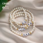 Pulsera de perlas con letras griegas personalizada joyería ajustable regalo de hermandad para mujeres día candidatura | Callie × Affinity Licensing