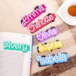 Personalized Colorful 2 Pcs Doodle Letters Magnetic Bookmark Clips with Name School Office Stationary Supplies Birthday Gift for Book Lover Bookworm