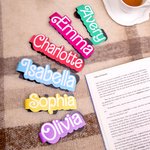 Personalized Colorful 2 Pcs Doodle Letters Magnetic Bookmark Clips with Name School Office Stationary Supplies Birthday Gift for Book Lover Bookworm