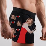 Personalised I Licked It So It's Mine Face Photo Boxer Brief with Red Lips Love Heart Men's Underwear Funny Birthday Valentine's Day Gift for Him