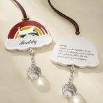 Personlig Rainbow Bridge Cat Dog Car Hanging Ornament med namn och text Pet Memorial Loss Gift för husdjursälskare