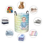 Personalised Gradient Cartoon Boy Large Toy Laundry Basket with Dinosaur Name and Handle Waterproof Nursery Decoration Housewarming Gift for Boys
