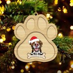 Personalised Double Sided Santa Hat Dog Paw Christmas Ornament with Name Christmas Tree Decor Gift for Dog Lover