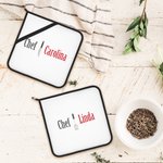 Personalised Kitchenware Theme Pot Holders Pads with Hanging Loop Set of 2 Baking Cooking Utensil Gift for Chef Cooking Enthusiast