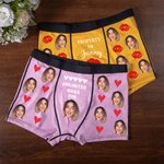 Personalised I Licked It So It's Mine Face Photo Boxer Brief with Red Lips Love Heart Men's Underwear Funny Birthday Valentine's Day Gift for Him