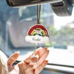 Personlig Rainbow Bridge Cat Dog Car Hanging Ornament med namn och text Pet Memorial Loss Gift för husdjursälskare