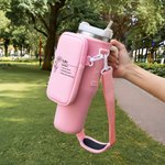 Sac de transport de bouteille d'eau personnalisé avec définition du nom et pochette accessoires pour bouteille de 40oz Stanley Cadeau d'anniversaire p